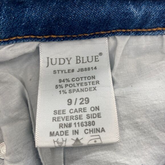 Judy Blue Jeans Women's 9/29 Skinny Fit‎ Blue Stretch Denim Distressed Raw Hem - Picture 6 of 13